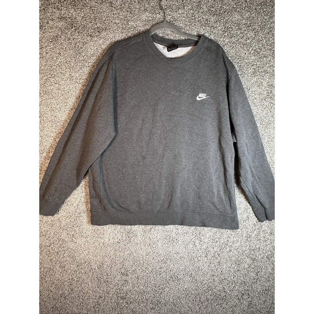 Nike Men's XXL Gray Crewneck Sweatshirt Pullover Swoosh Logo‎